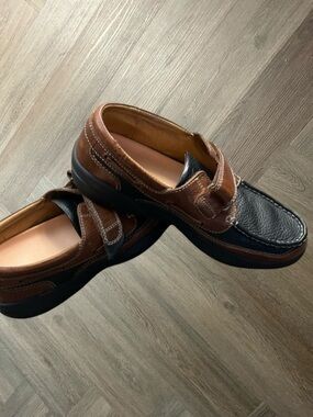 Dr Comfort Mike 8660 Orthopedic Leather Boat Shoes Mens 10.5 M Brown Black